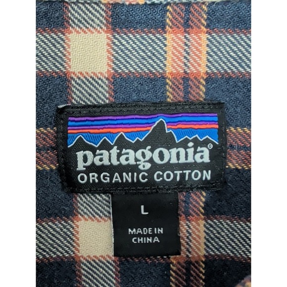 Patagonia Lightweight Fjord Plaid Flannel Shirt Mens L Blue Plaid Outdoor Hiking - Picture 8 of 12